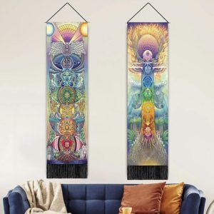 Chakra Tapestry, Spiritual Trippy Tapestry, Indian Hippie Wall Hanging